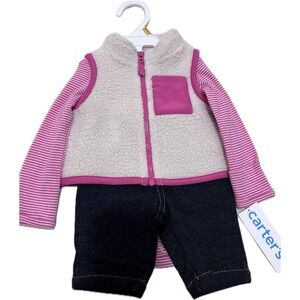 Carter's 3-Piece Set Girls NWT, Vest Set, Pink, Newborn